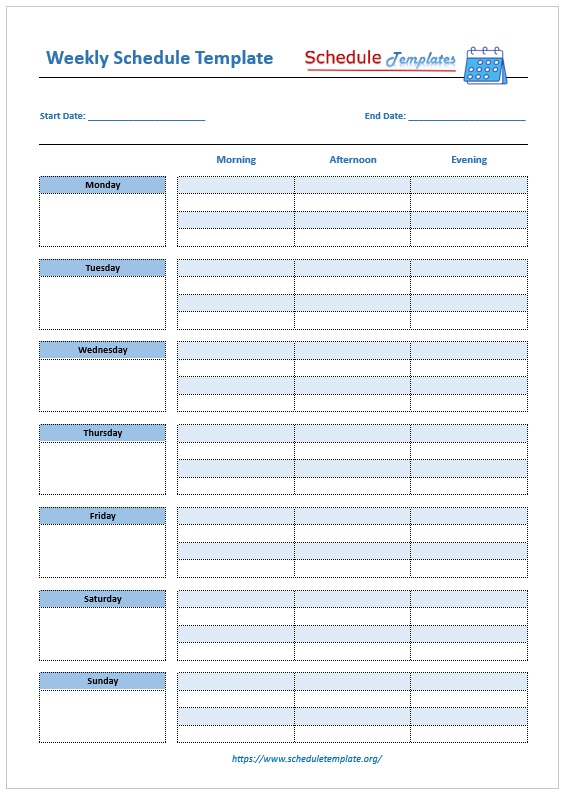 Weekly Schedule Template