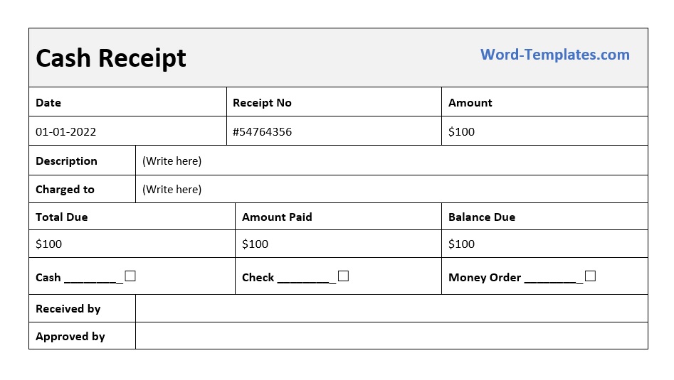 Cash Receipt Template 01